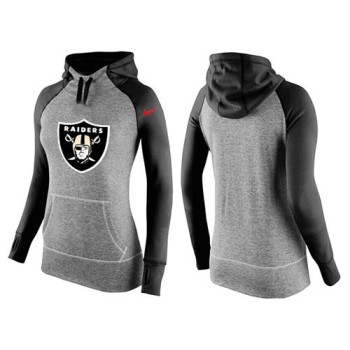 Women's Oakland Raiders Performance Hoodie Grey & Black_2 Women's Oakland Raiders Performance Hoodie Grey & Black_2
