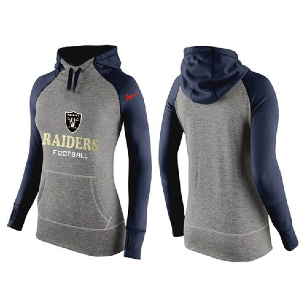 Women's Oakland Raiders Performance Hoodie Grey & Dark Blue