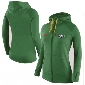 Women's Philadelphia Eagles Full-Zip Performance Hoodie Green Women's Philadelphia Eagles Full-Zip Performance Hoodie Green