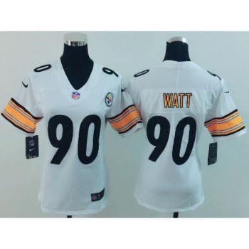 Women's Pittsburgh Steelers #90 T. J. Watt White Vapor Untouchable Limited Stitched NFL Jersey Women's Pittsburgh Steelers #90 T. J. Watt White Vapor Untouchable Limited Stitched NFL Jersey