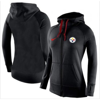 Women's Pittsburgh Steelers Full-Zip Performance Hoodie Black_2 Women's Pittsburgh Steelers Full-Zip Performance Hoodie Black_2