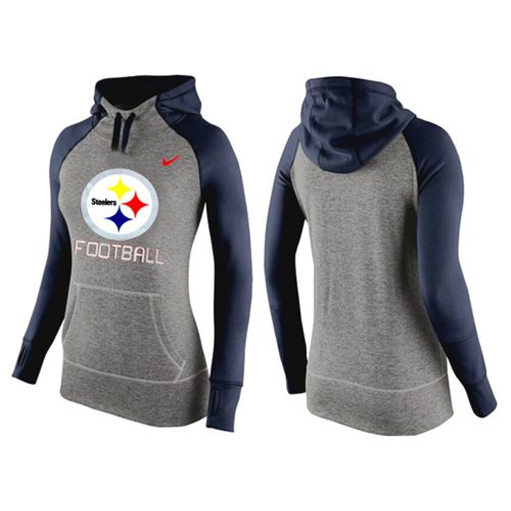 Women's Pittsburgh Steelers Performance Hoodie Grey & Dark Blue_1