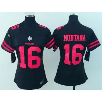 Women's San Francisco 49ers #16 Joe Montana Black Vapor Untouchable Limited Stitched NFL Jersey Women's San Francisco 49ers #16 Joe Montana Black Vapor Untouchable Limited Stitched NFL Jersey