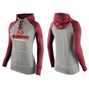 Women's San Francisco 49ers Performance Hoodie Grey & Red_1 Women's San Francisco 49ers Performance Hoodie Grey & Red_1