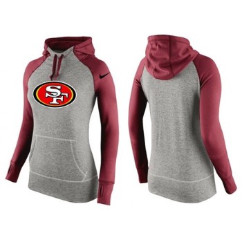 Women's San Francisco 49ers Performance Hoodie Grey & Red_3 Women's San Francisco 49ers Performance Hoodie Grey & Red_3