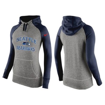 Women's Seattle Seahawks Performance Hoodie Grey & Dark Blue_2