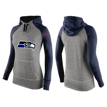 Women's Seattle Seahawks Performance Hoodie Grey & Dark Blue_3