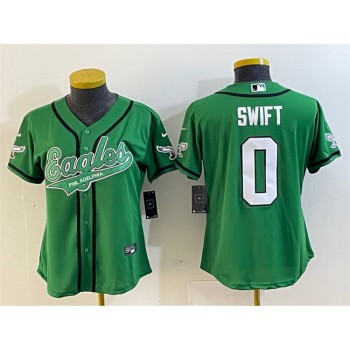 Women's Philadelphia Eagles #0 D'andre Swift Green Cool Base Stitched Baseball Jersey(Run Small) Women's Philadelphia Eagles #0 D'andre Swift Green Cool Base Stitched Baseball Jersey(Run Small)