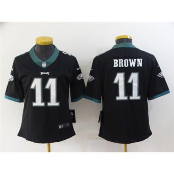 Women's Philadelphia Eagles #11 A. J. Brown Black Vapor Stitched Football Jersey(Run Small) Women's Philadelphia Eagles #11 A. J. Brown Black Vapor Stitched Football Jersey(Run Small)