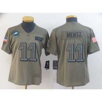 Women's Philadelphia Eagles #11 Carson Wentz 2019 Camo Salute To Service Limited Stitched NFL Jersey(Run Small) Women's Philadelphia Eagles #11 Carson Wentz 2019 Camo Salute To Service Limited Stitched NFL Jersey(Run Small)