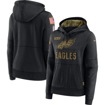 Women's Philadelphia Eagles 2020 Black Salute to Service Sideline Performance Pullover Hoodie (Run Small) Women's Philadelphia Eagles 2020 Black Salute to Service Sideline Performance Pullover Hoodie (Run Small)