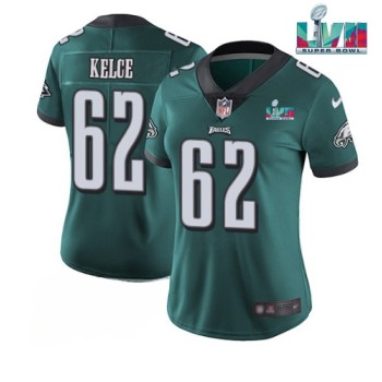 Women's Philadelphia Eagles #62 Jason Kelce Green Super Bowl LVII PatchVapor Untouchable Limited Stitched Football Jersey(Run Small) Women's Philadelphia Eagles #62 Jason Kelce Green Super Bowl LVII PatchVapor Untouchable Limited Stitched Football Jersey(Run Small)
