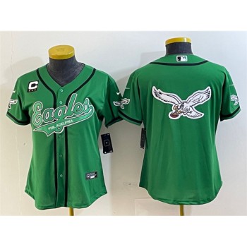 Women's Philadelphia Eagles Green Team Big Logo With 3-Star C Patch Cool Base Stitched Baseball Jersey(Run Small) Women's Philadelphia Eagles Green Team Big Logo With 3-Star C Patch Cool Base Stitched Baseball Jersey(Run Small)
