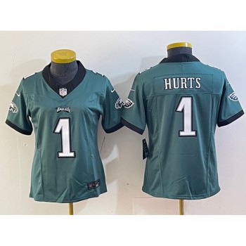 Women's Philadelphia Eagles #1 Jalen Hurts Green 2023 F.U.S.E. Vapor Untouchable Limited Stitched Football Jersey(Run Small) Women's Philadelphia Eagles #1 Jalen Hurts Green 2023 F.U.S.E. Vapor Untouchable Limited Stitched Football Jersey(Run Small)