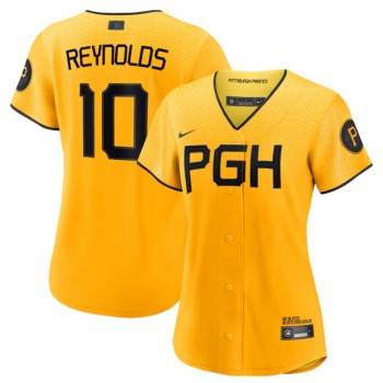 Women's Pittsburgh Pirates #10 Bryan Reynolds Gold 2023 City Connect Stitched Jersey