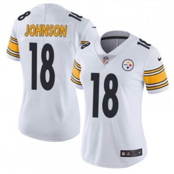 Women's Pittsburgh Steelers #18 Diontae Johnson White Vapor Untouchable Limited Stitched NFL Jersey(Run Small) Women's Pittsburgh Steelers #18 Diontae Johnson White Vapor Untouchable Limited Stitched NFL Jersey(Run Small)