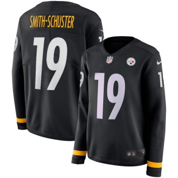 Women's Pittsburgh Steelers #19 JuJu Smith-Schuster Black Therma Long Sleeve Stitched NFL Jersey Women's Pittsburgh Steelers #19 JuJu Smith-Schuster Black Therma Long Sleeve Stitched NFL Jersey