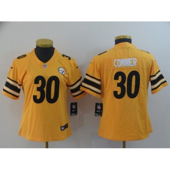 Women's Pittsburgh Steelers #30 James Conner Gold Inverted Legend Stitched Jersey(Run Small) Women's Pittsburgh Steelers #30 James Conner Gold Inverted Legend Stitched Jersey(Run Small)