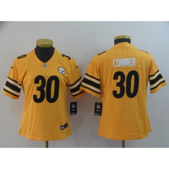 Women's Pittsburgh Steelers #30 James Conner Gold Inverted Legend Stitched NFL Jersey(Run Small) Women's Pittsburgh Steelers #30 James Conner Gold Inverted Legend Stitched NFL Jersey(Run Small)