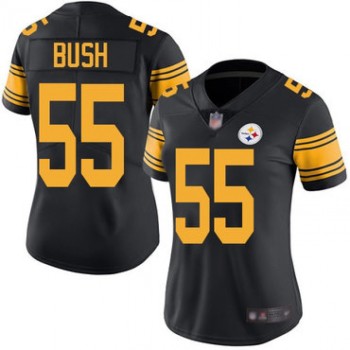 Women's Pittsburgh Steelers #55 Devin Bush Black Color Rush Limited Stitched NFL Jersey(Run Small) Women's Pittsburgh Steelers #55 Devin Bush Black Color Rush Limited Stitched NFL Jersey(Run Small)