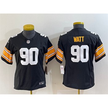 Women's Pittsburgh Steelers #90 T. J. Watt Black 2023 F.U.S.E. Stitched Football Jersey(Run Small) Women's Pittsburgh Steelers #90 T. J. Watt Black 2023 F.U.S.E. Stitched Football Jersey(Run Small)