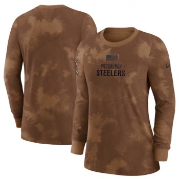 Women's Pittsburgh Steelers Brown 2023 Salute To Service Long Sleeve T-Shirt(Run Small) Women's Pittsburgh Steelers Brown 2023 Salute To Service Long Sleeve T-Shirt(Run Small)