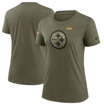Women's Pittsburgh Steelers Olive 2021 Salute To Service T-Shirt (Run Small) Women's Pittsburgh Steelers Olive 2021 Salute To Service T-Shirt (Run Small)