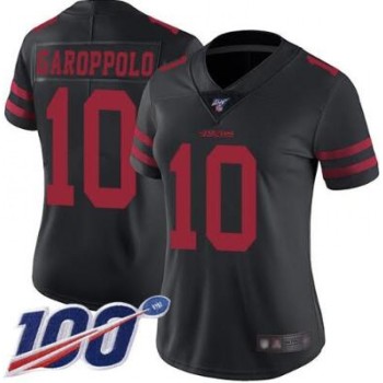 Women's San Francisco 49ers #10 Jimmy Garoppolo 2019 Black 100th Season Vapor Untouchable Limited Stitched Jersey Women's San Francisco 49ers #10 Jimmy Garoppolo 2019 Black 100th Season Vapor Untouchable Limited Stitched Jersey