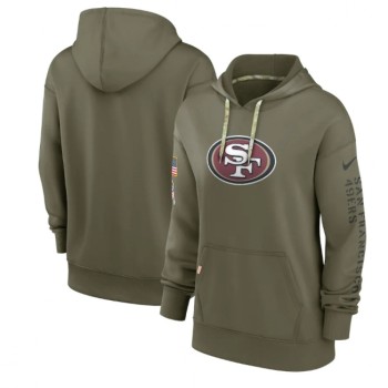 Women's San Francisco 49ers 2022 Olive Salute to Service Therma Performance Pullover Hoodie(Run Small) Women's San Francisco 49ers 2022 Olive Salute to Service Therma Performance Pullover Hoodie(Run Small)