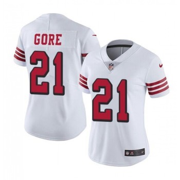 Women's San Francisco 49ers #21 Frank Gore White Stitched Jersey(Run Small) Women's San Francisco 49ers #21 Frank Gore White Stitched Jersey(Run Small)