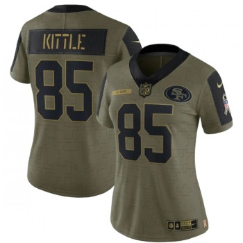 Women's San Francisco 49ers #85 George Kittle 2021 Olive Salute To Service Limited Stitched Jersey(Run Small) Women's San Francisco 49ers #85 George Kittle 2021 Olive Salute To Service Limited Stitched Jersey(Run Small)
