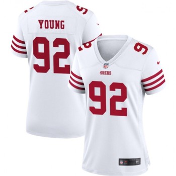 Women's San Francisco 49ers #92 Chase Young White Stitched Jersey(Run Small) Women's San Francisco 49ers #92 Chase Young White Stitched Jersey(Run Small)