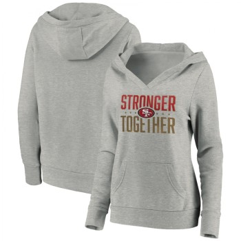 Women's San Francisco 49ers Heather Gray Stronger Together Crossover Neck Pullover Hoodie(Run Small) Women's San Francisco 49ers Heather Gray Stronger Together Crossover Neck Pullover Hoodie(Run Small)