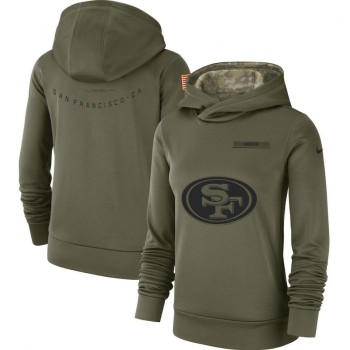 Women's San Francisco 49ers Olive Salute to Service Team Logo Performance Pullover NFL Hoodie Women's San Francisco 49ers Olive Salute to Service Team Logo Performance Pullover NFL Hoodie