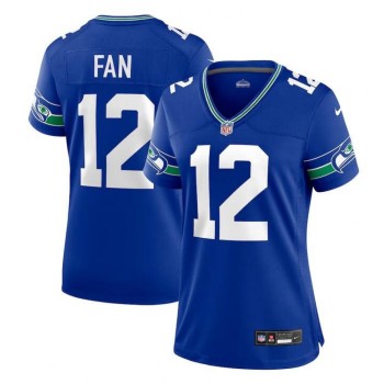 Women's Seattle Seahawks 12th #12 Fan Royal Throwback Player Stitched Game Jersey(Run Small) Women's Seattle Seahawks 12th #12 Fan Royal Throwback Player Stitched Game Jersey(Run Small)