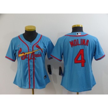 Women's St.Louis Cardinals #4 Yadier Molina Blue Cool Base Stitched MLB Jersey(Run Small) Women's St.Louis Cardinals #4 Yadier Molina Blue Cool Base Stitched MLB Jersey(Run Small)
