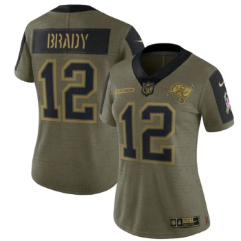 Women's Tampa Bay Buccaneers #12 Tom Brady 2021 Olive Salute To Service Limited Stitched Jersey(Run Small) Women's Tampa Bay Buccaneers #12 Tom Brady 2021 Olive Salute To Service Limited Stitched Jersey(Run Small)