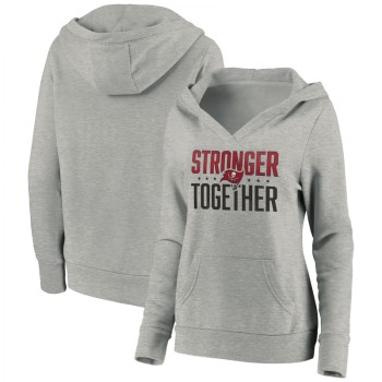 Women's Tampa Bay Buccaneers Heather Gray Stronger Together Crossover Neck Pullover Hoodie(Run Small) Women's Tampa Bay Buccaneers Heather Gray Stronger Together Crossover Neck Pullover Hoodie(Run Small)