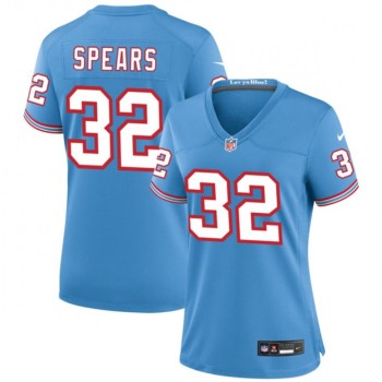 Women's Tennessee Titans #32 Tyjae Spears Blue Throwback Stitched Football Jersey(Run Small) Women's Tennessee Titans #32 Tyjae Spears Blue Throwback Stitched Football Jersey(Run Small)