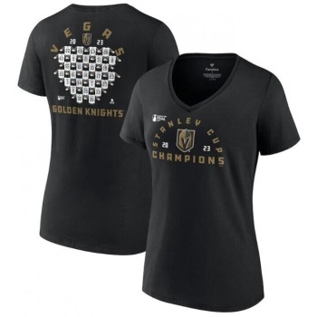 Women's Vegas Golden Knights Black 2023 Stanley Cup Champions Jersey Roster V-Neck T-Shirt Women's Vegas Golden Knights Black 2023 Stanley Cup Champions Jersey Roster V-Neck T-Shirt