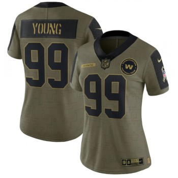 Women's Washington Redskins #99 Chase Young 2021 Olive Salute To Service Limited Stitched Jersey(Run Small) Women's Washington Redskins #99 Chase Young 2021 Olive Salute To Service Limited Stitched Jersey(Run Small)