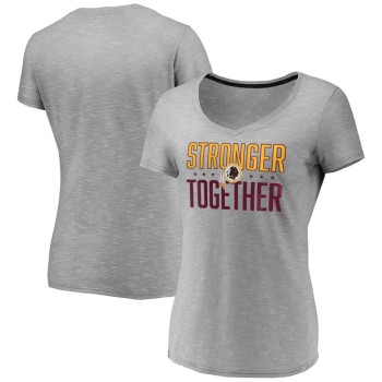Women's Washington Redskins Gray Stronger Together Space Dye V-Neck T-Shirt(Run Small) Women's Washington Redskins Gray Stronger Together Space Dye V-Neck T-Shirt(Run Small)