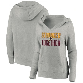 Women's Washington Redskins Heather Gray Stronger Together Crossover Neck Pullover Hoodie(Run Small) Women's Washington Redskins Heather Gray Stronger Together Crossover Neck Pullover Hoodie(Run Small)
