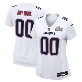 Women's New England Patriots Custom White Super Bowl LX Patch Tundra Fashion Game Jersey Women's New England Patriots Custom White Super Bowl LX Patch Tundra Fashion Game Jersey