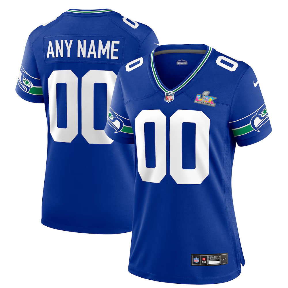 Women's Seattle Seahawks Custom Royal Super Bowl LX Game Jersey