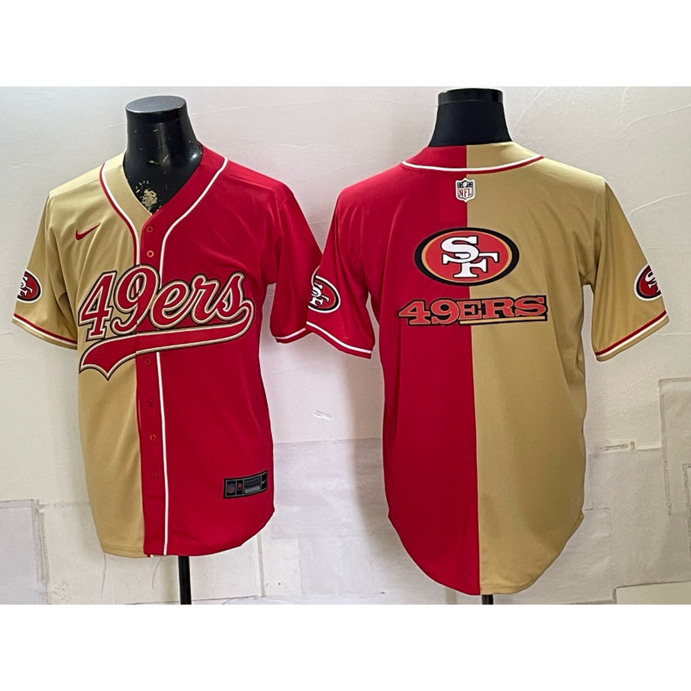 Men's San Francisco 49ers Red Split Cool Base Stitched Baseball Jersey
