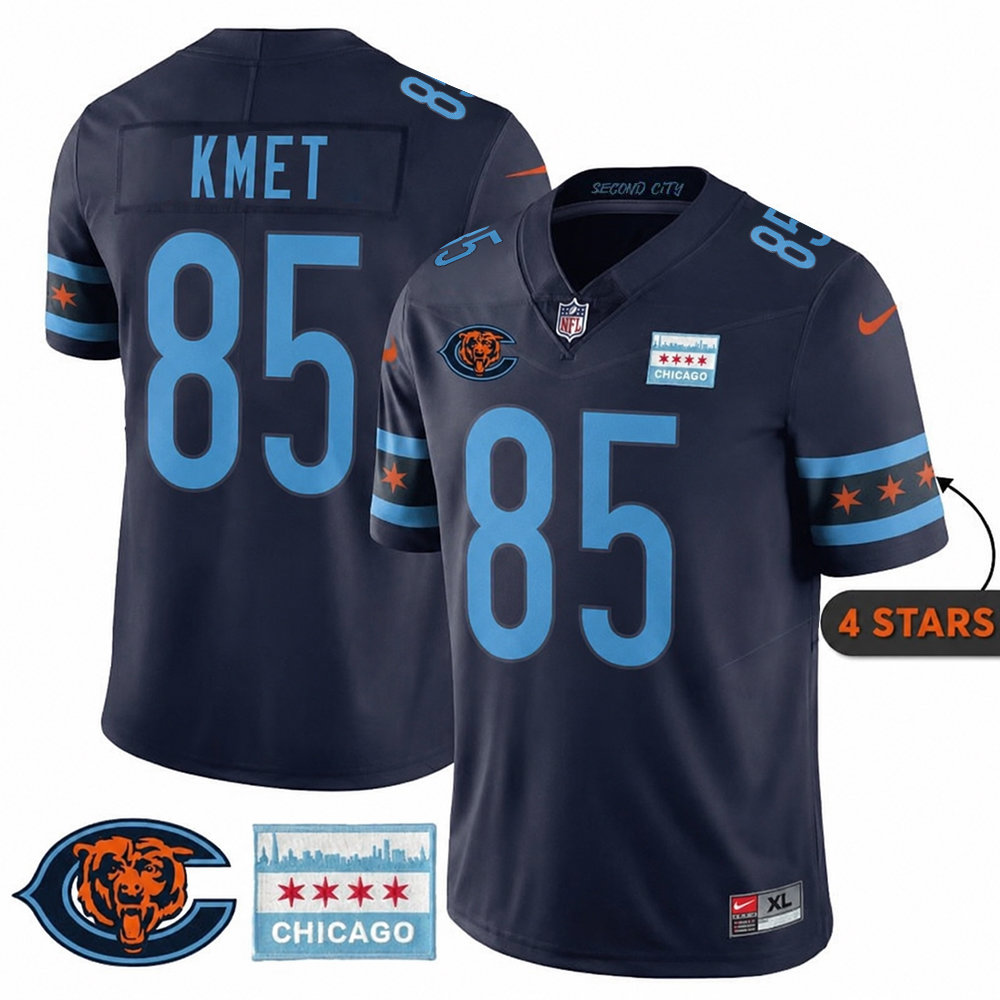 Youth Chicago Bears #85 Cole Kmet Navy City Edition With Chicago Flag Vapor F.U.S.E. Untouchable Limited Jersey
