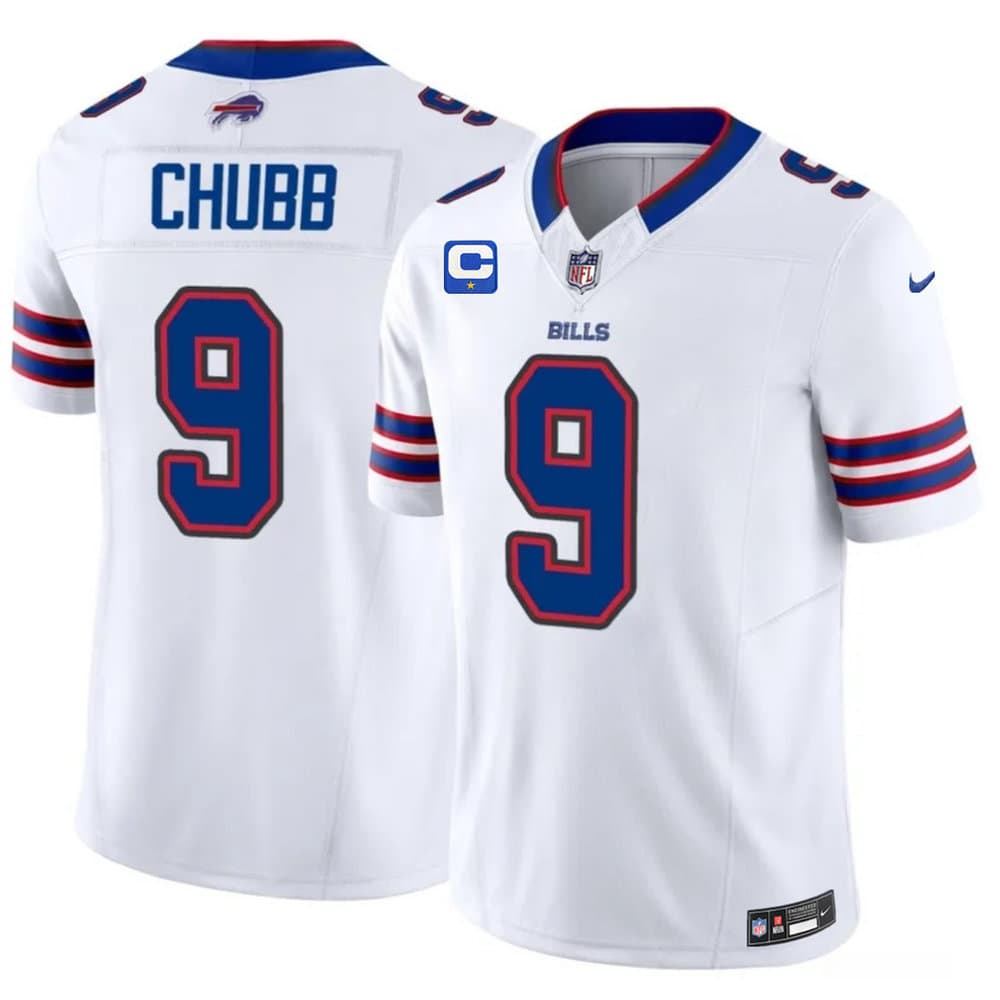 Men's Buffalo Bills #9 Bradley Chubb White 2026 1-Star C Patch Vapor F.U.S.E. Untouchable Limited Jersey