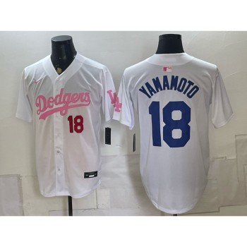 Youth Los Angeles Dodgers #18 Yoshinobu Yamamoto White Cool Base Stitched Baseball Jersey