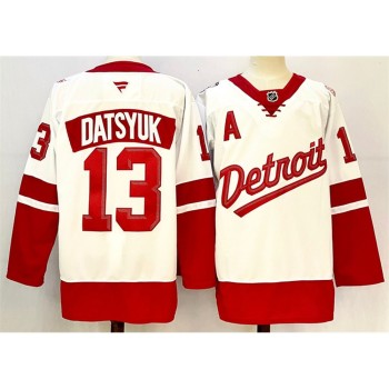 Men's Detroit Red Wings #13 Pavel Datsyuk White/Red 2024-25 With A Patch Stitched Premium Jersey Men's Detroit Red Wings #13 Pavel Datsyuk White/Red 2024-25 With A Patch Stitched Premium Jersey